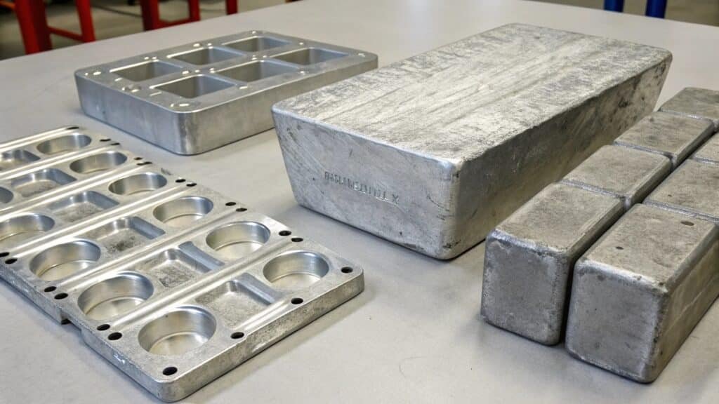 An infographic showing the "Total Cost." On one side, a large block has high material cost + high machining cost. On the other, a near-net forged disc has lower material cost + low machining cost, resulting in a lower total.